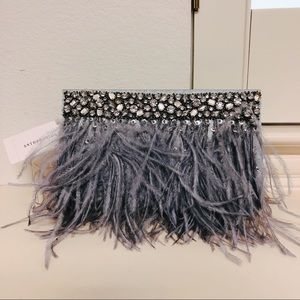 Evening Feather Clutch with Rhinestone